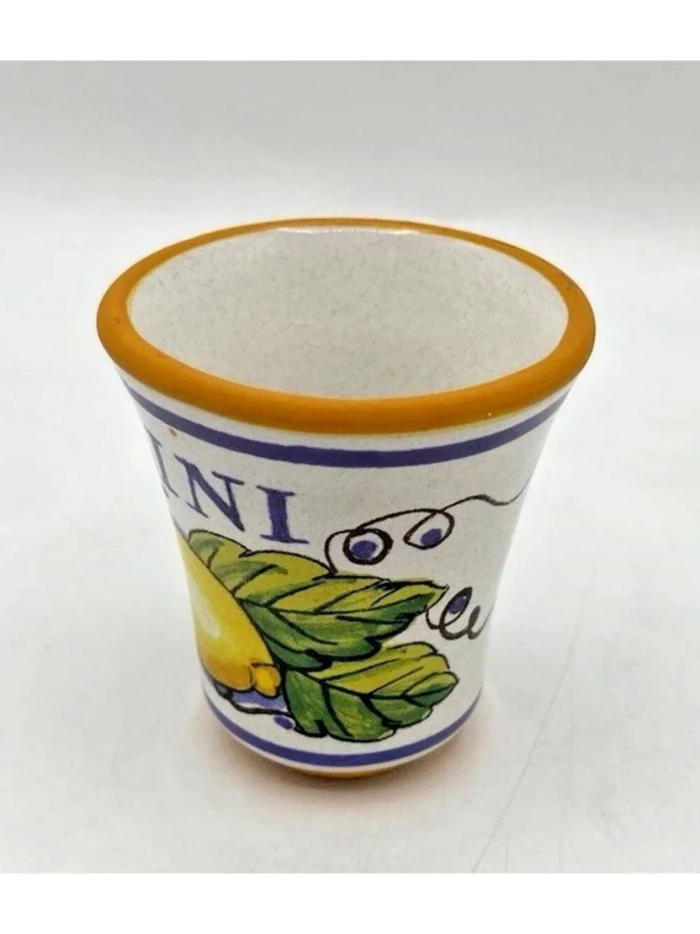 Pallini Limoncello Shot Glass Deruta Italy Lemon Pottery Barware